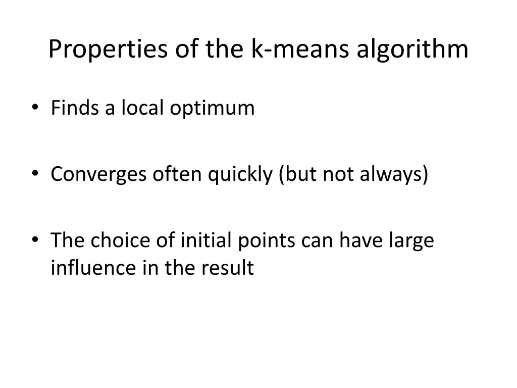 properties of the k means algorithm