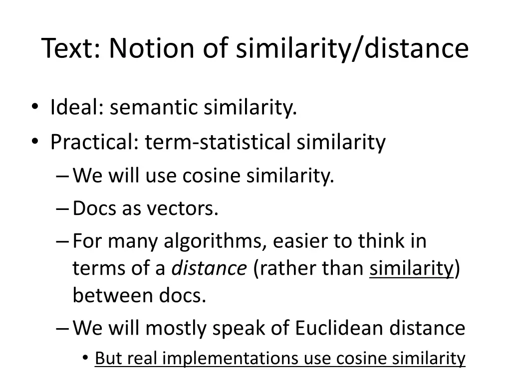text notion of similarity distance