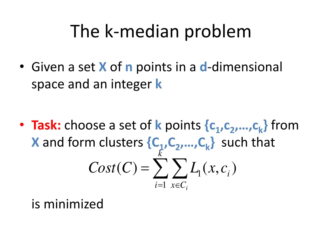 the k median problem