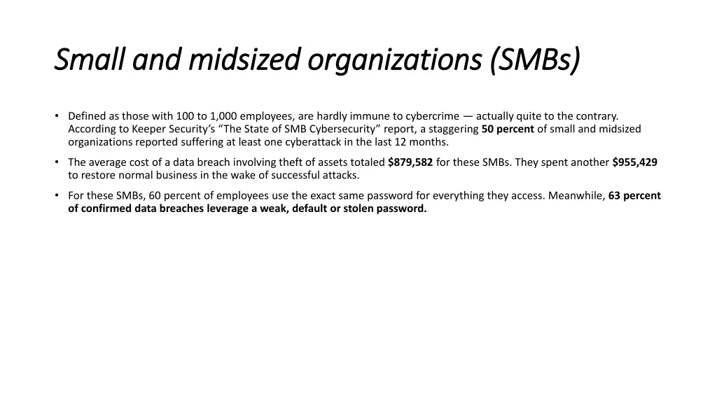 small and midsized organizations smbs small