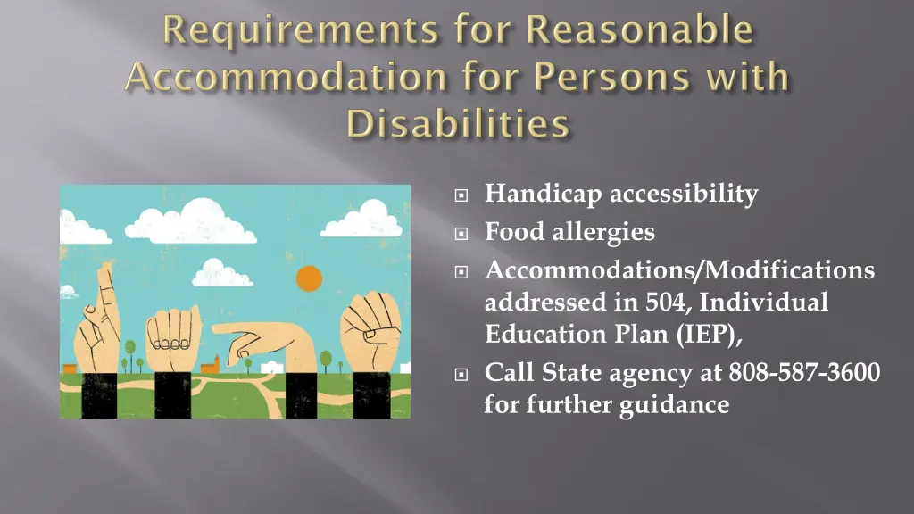 handicap accessibility food allergies
