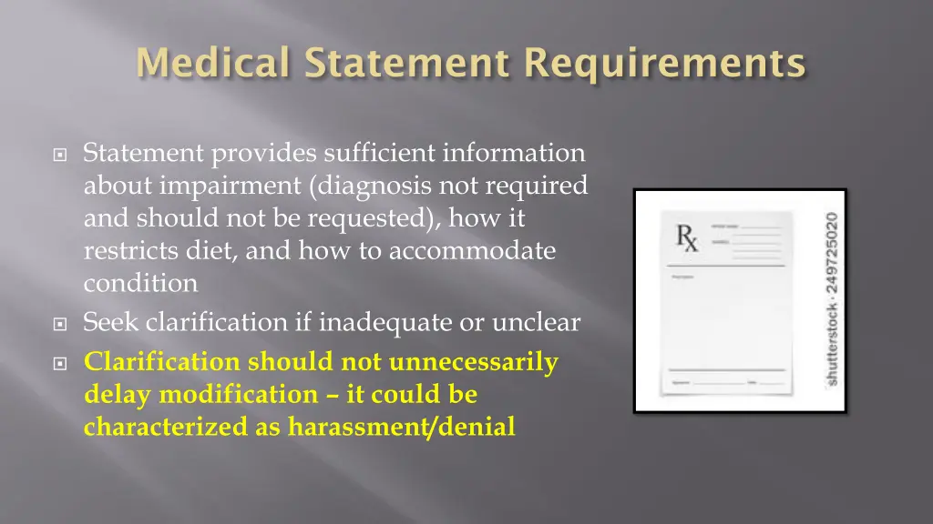medical statement requirements