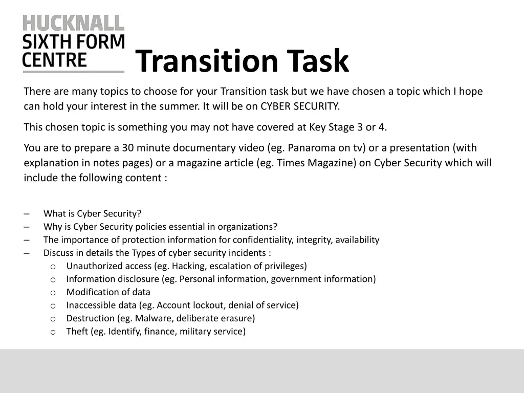 transition task