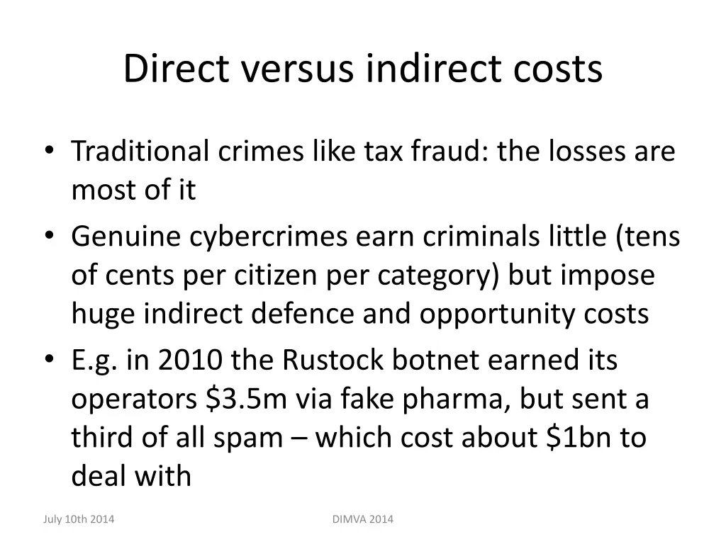 direct versus indirect costs