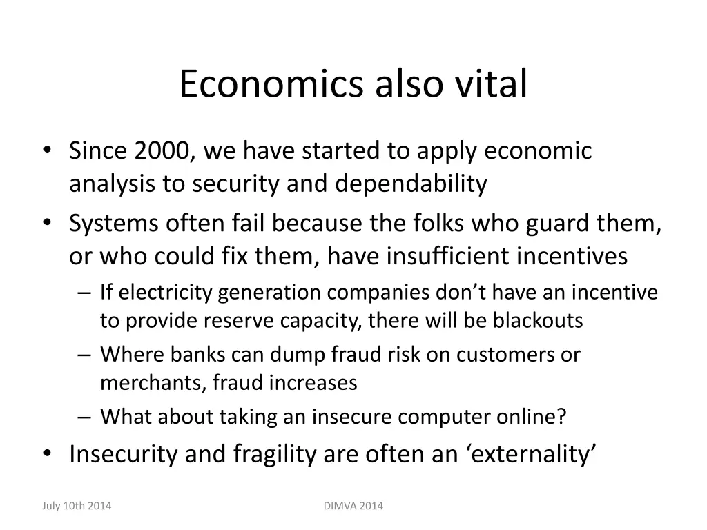 economics also vital