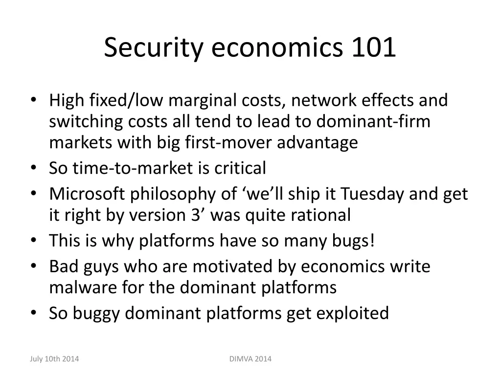 security economics 101