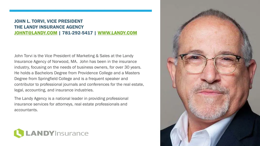 john l torvi vice president the landy insurance