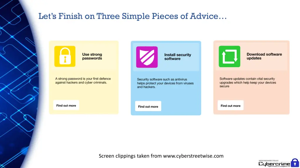 let s finish on three simple pieces of advice