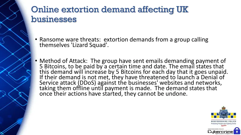 online extortion demand affecting uk businesses