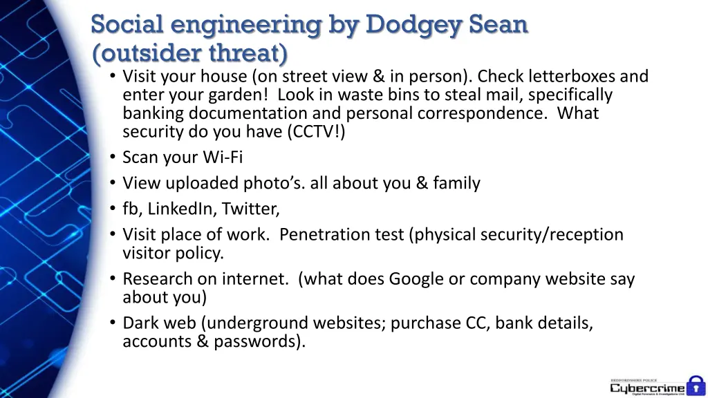 social engineering by dodgey sean outsider threat
