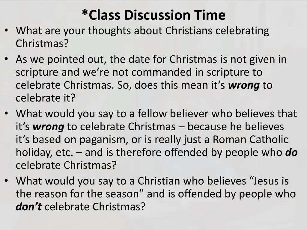 class discussion time 1