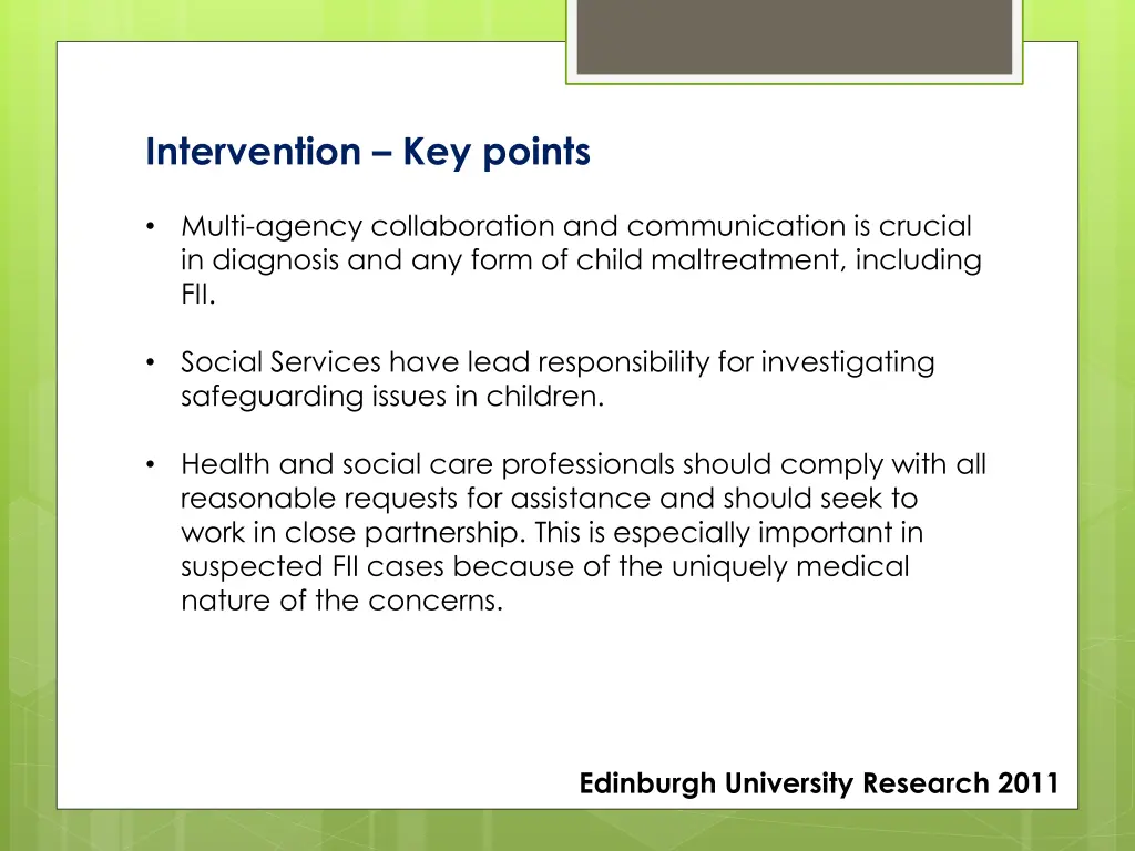 intervention key points