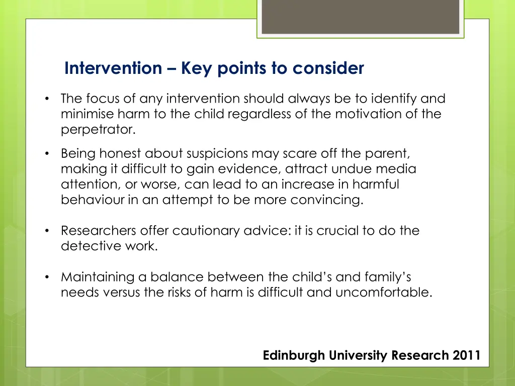 intervention key points to consider