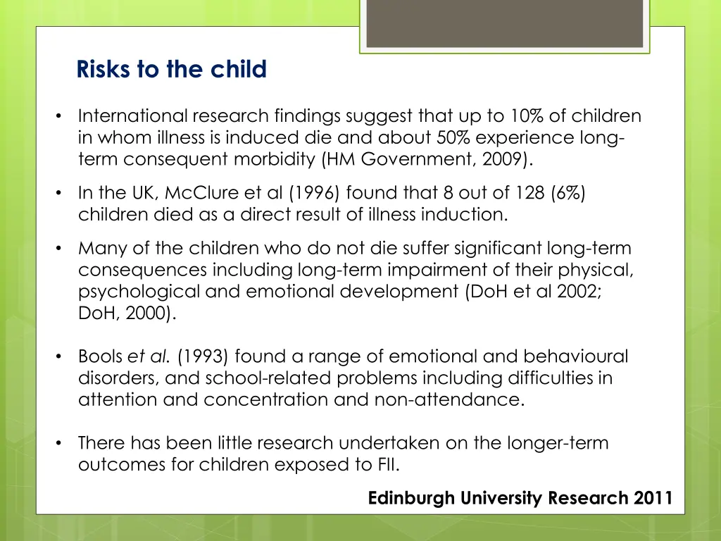 risks to the child