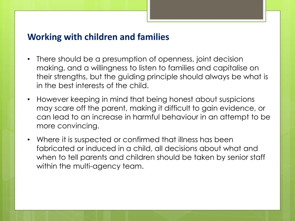 working with children and families