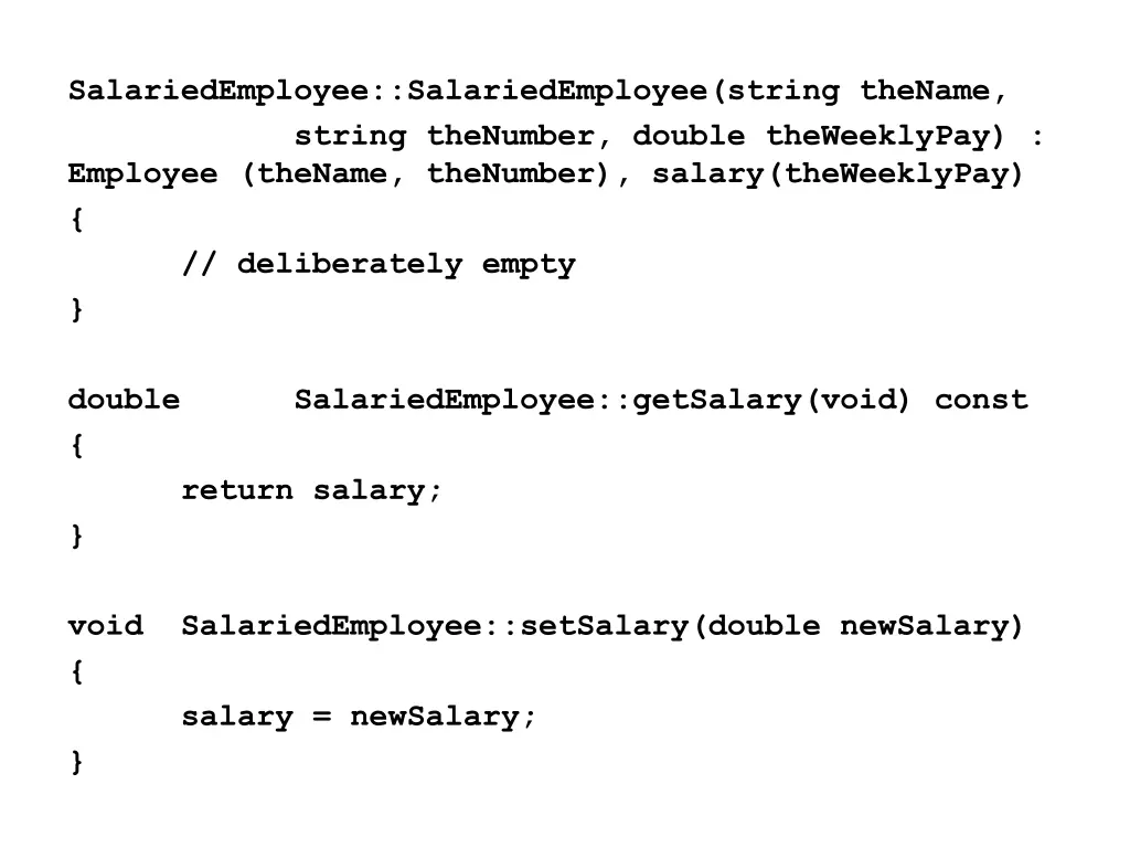 salariedemployee salariedemployee string thename