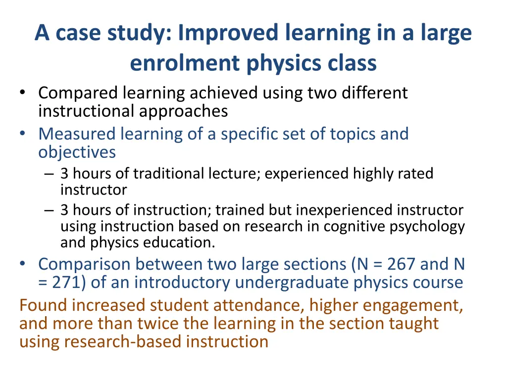 a case study improved learning in a large