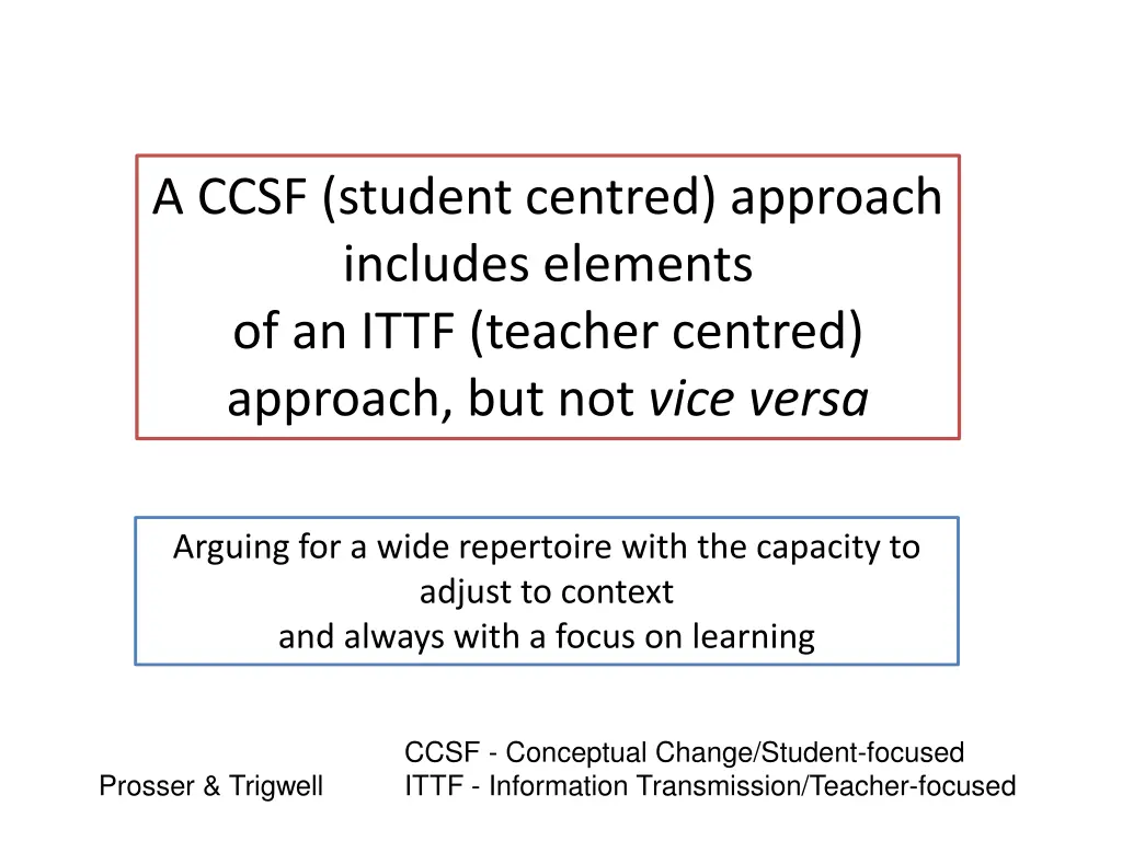 a ccsf student centred approach includes elements