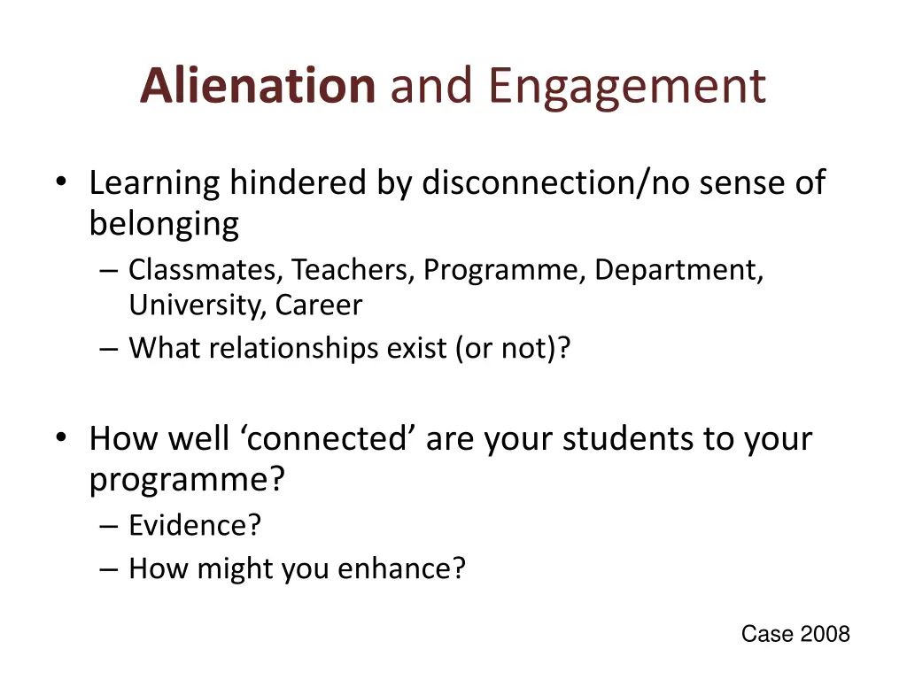 alienation and engagement