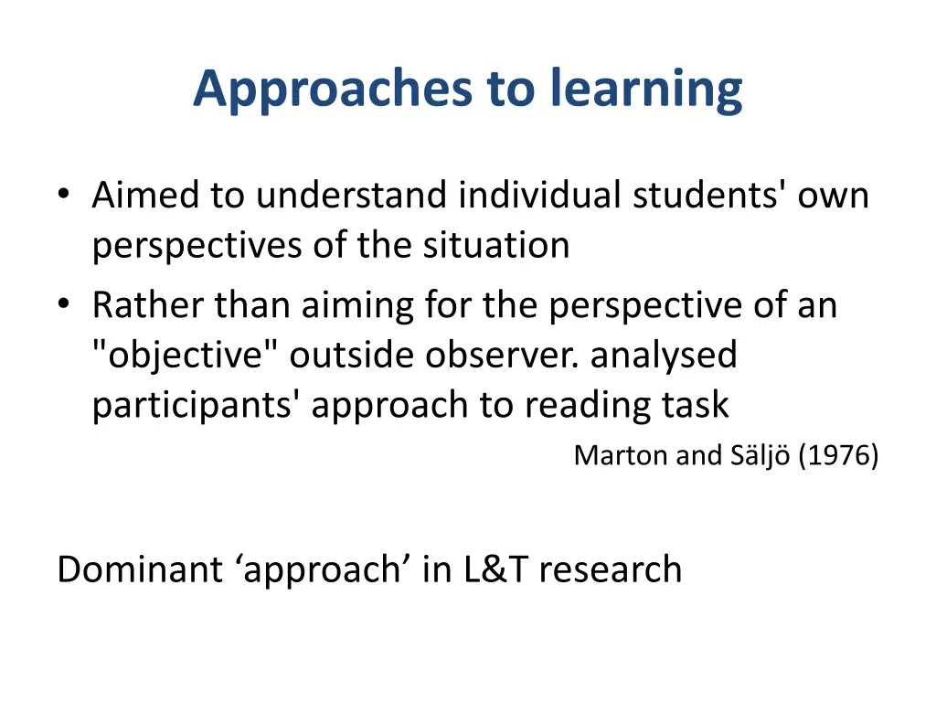 approaches to learning 1