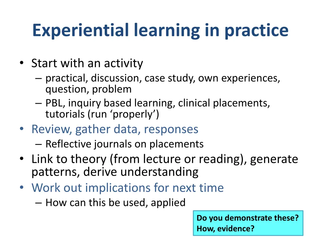 experiential learning in practice