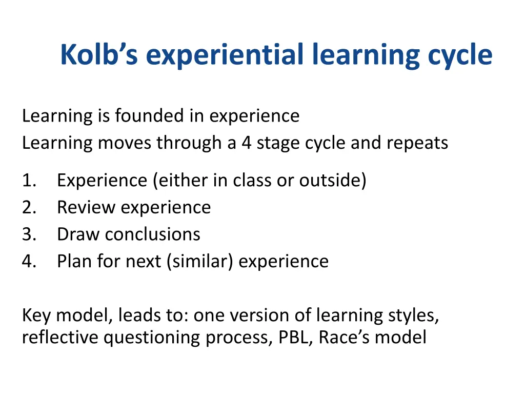 kolb s experiential learning cycle