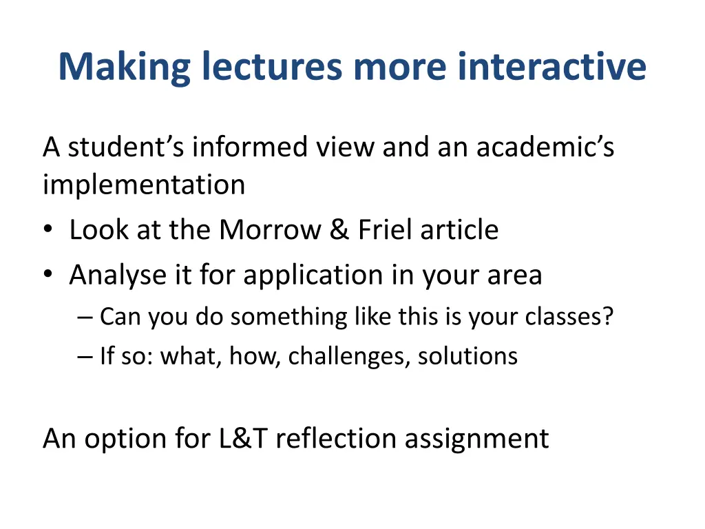 making lectures more interactive