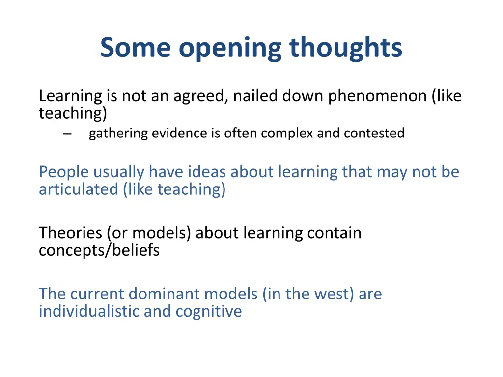 some opening thoughts