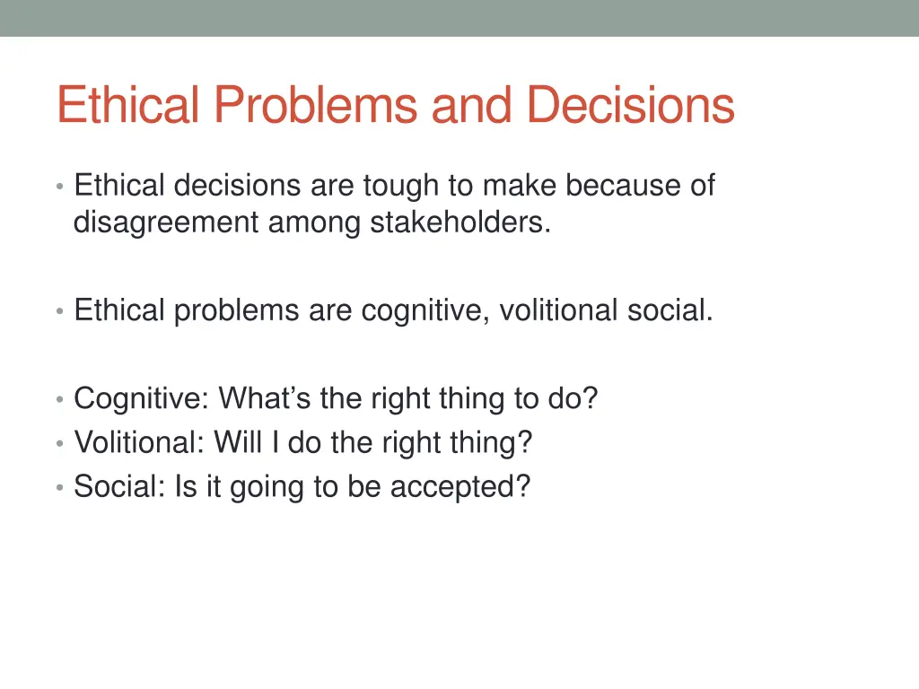ethical problems and decisions