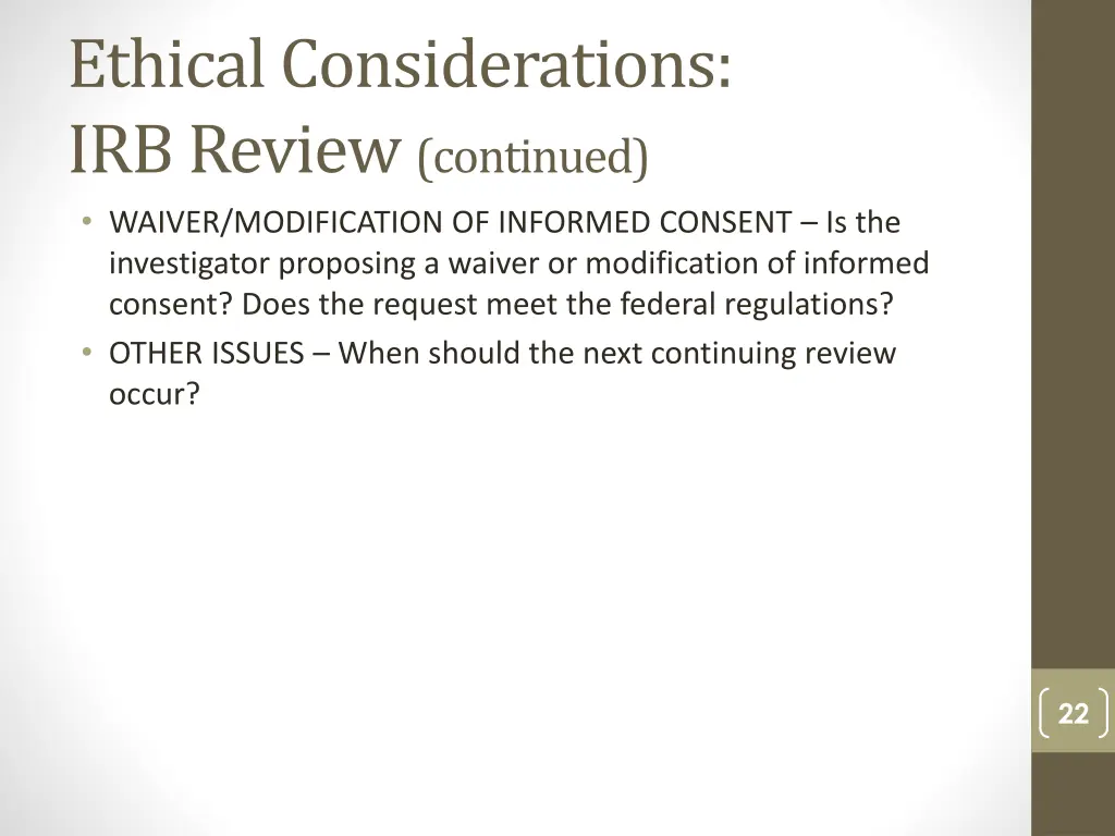 ethical considerations irb review continued 2