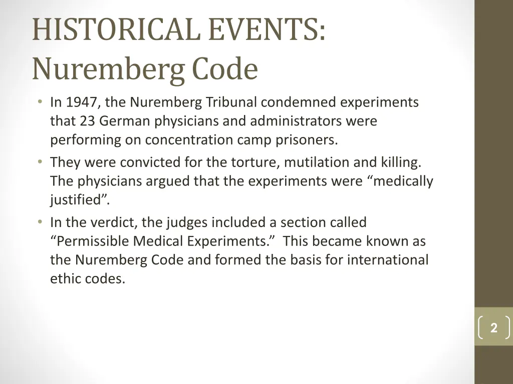 historical events nuremberg code in 1947