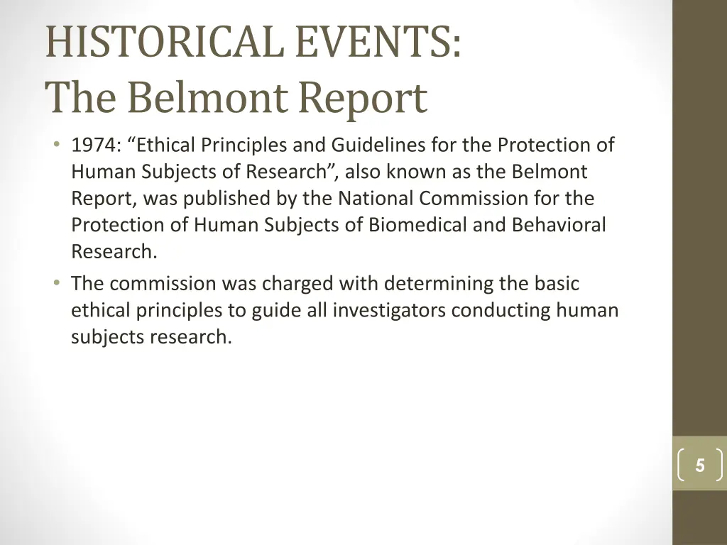 historical events the belmont report 1974 ethical