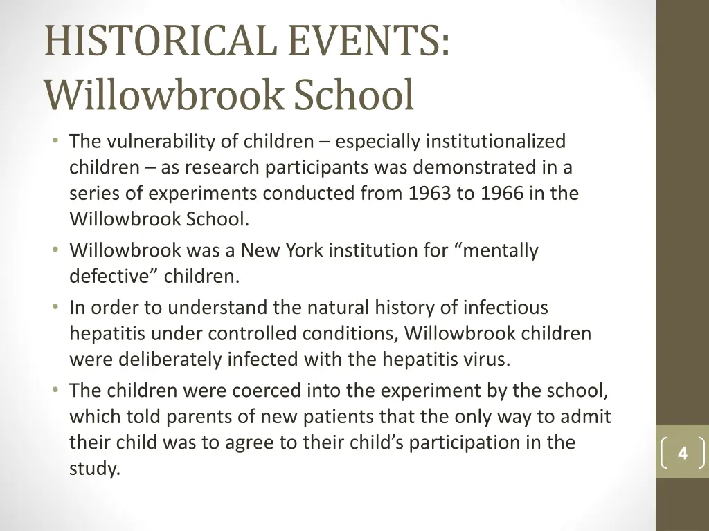 historical events willowbrook school