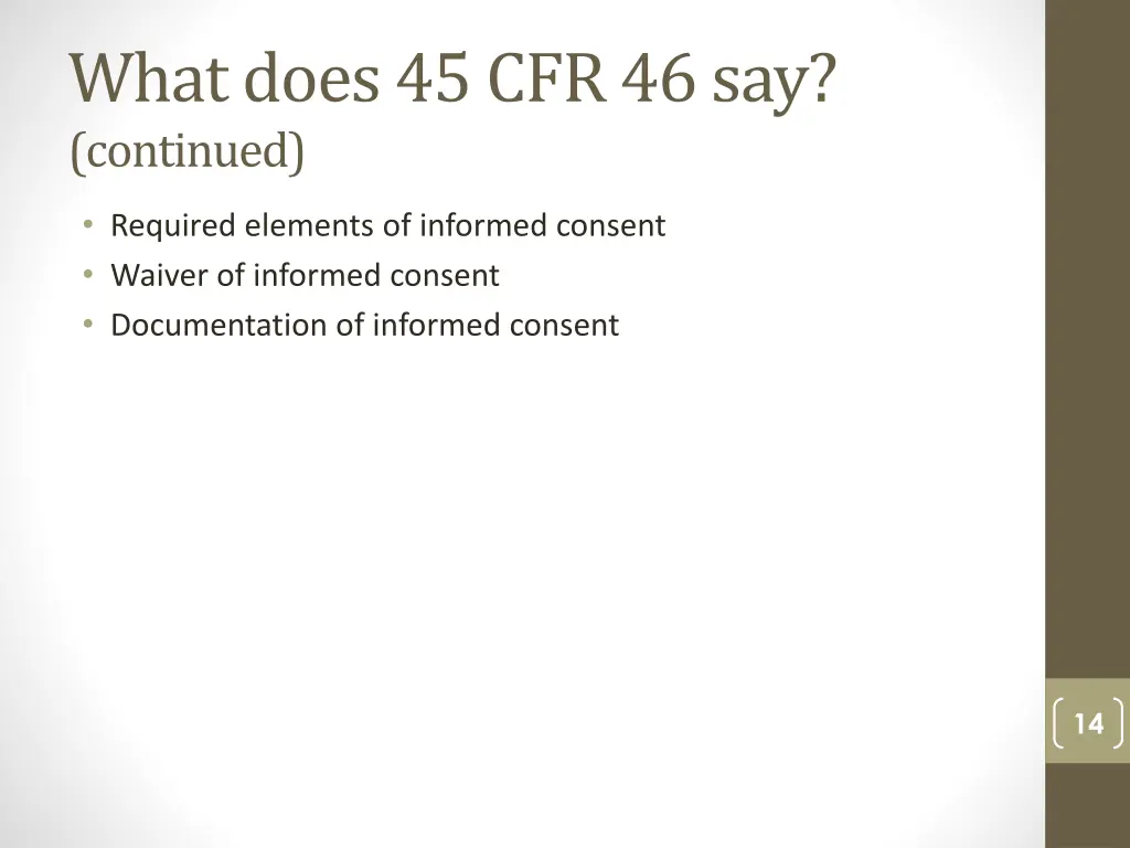 what does 45 cfr 46 say continued