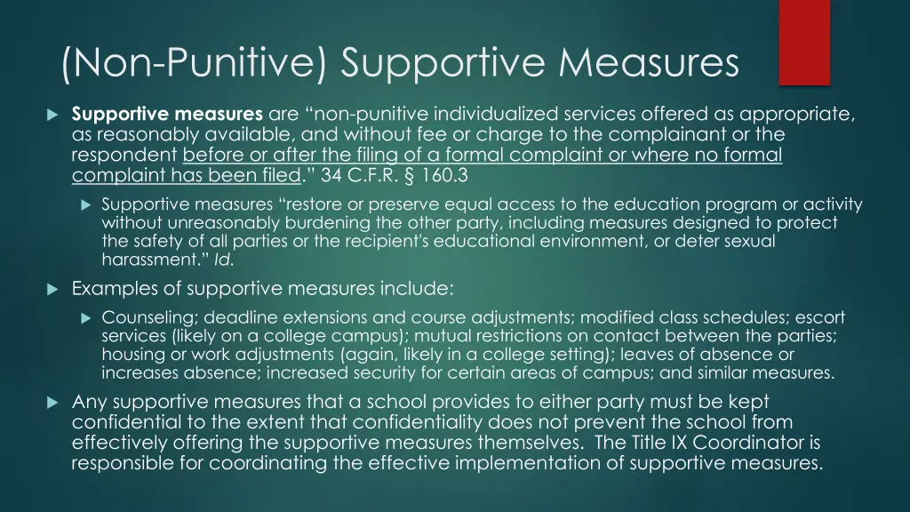 non punitive supportive measures