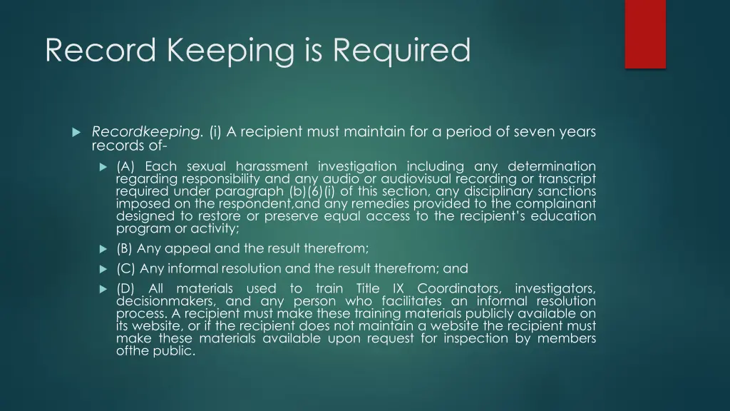 record keeping is required