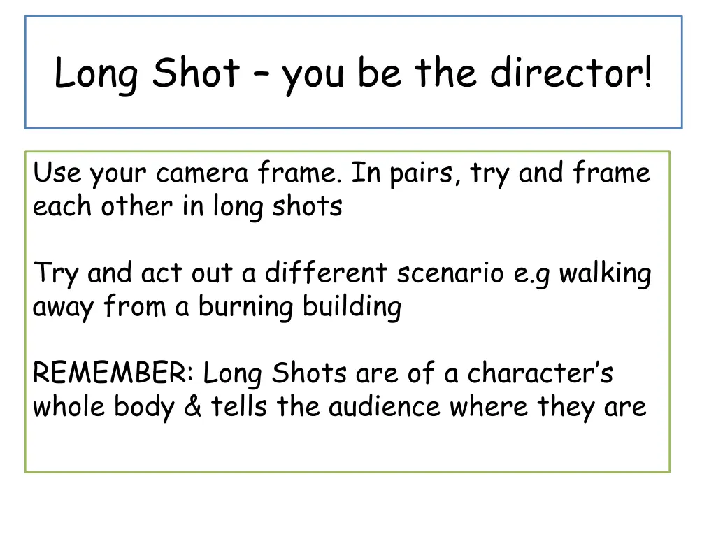 long shot you be the director