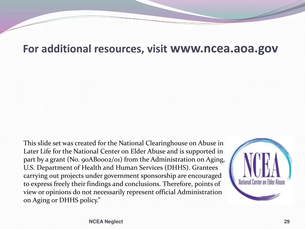 for additional resources visit www ncea aoa gov