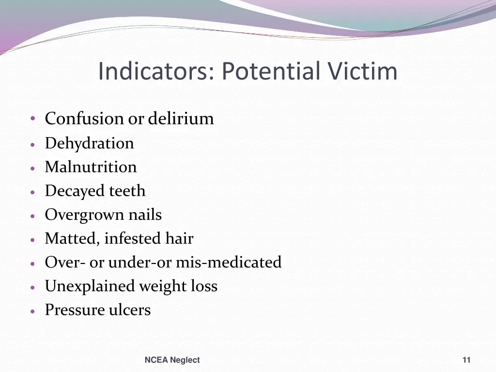 indicators potential victim