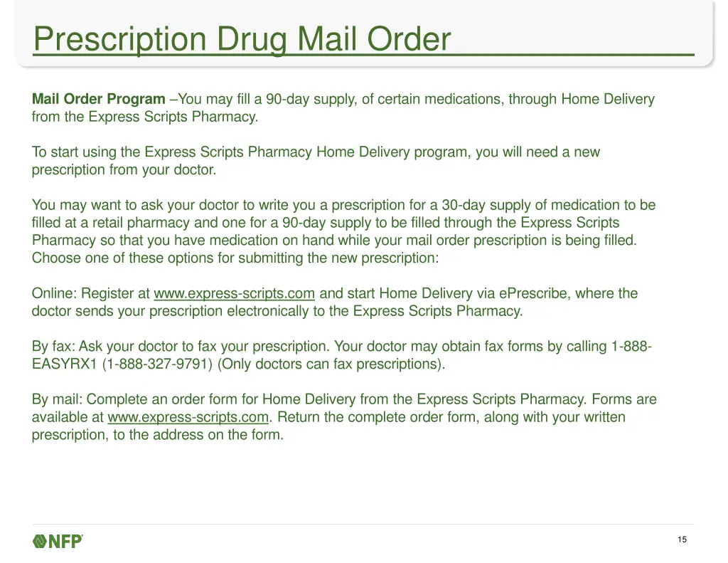 prescription drug mail order