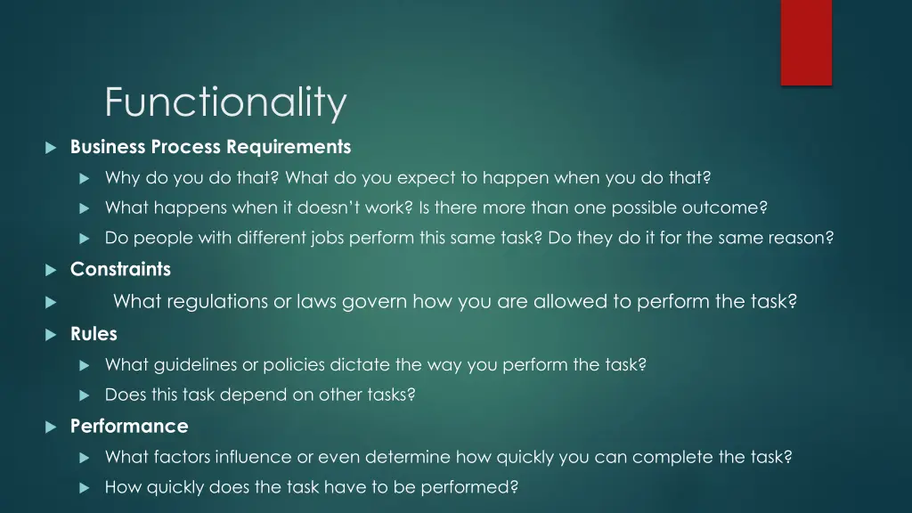 functionality