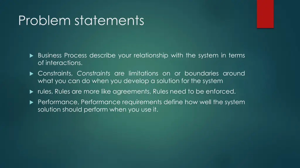 problem statements