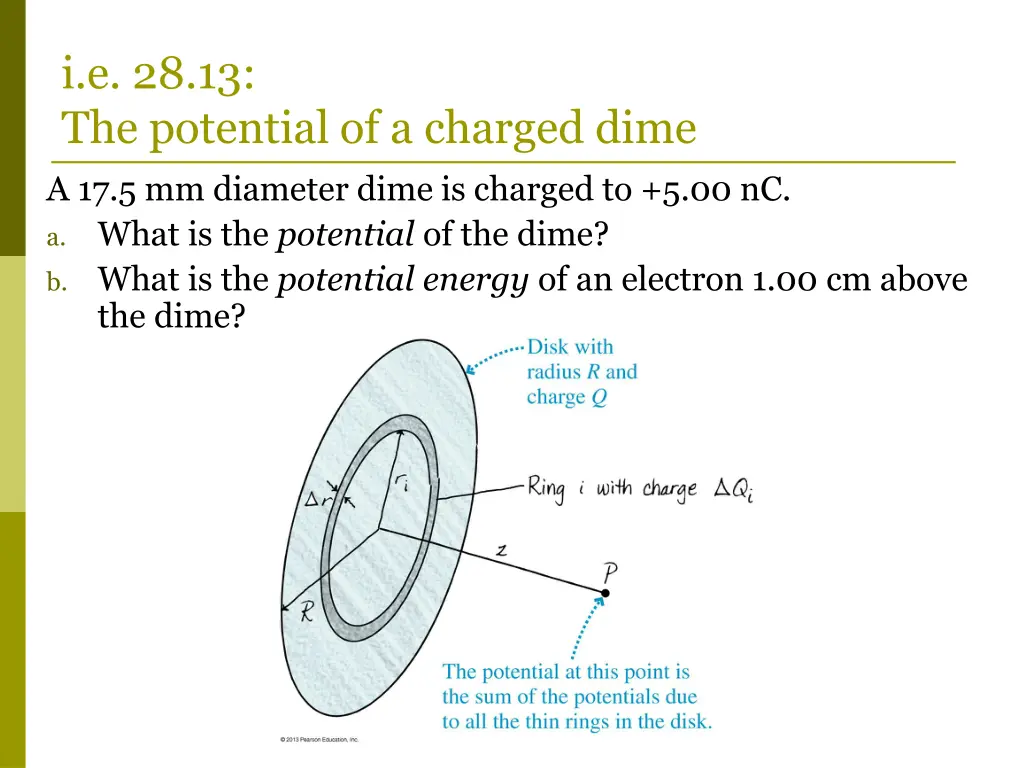 i e 28 13 the potential of a charged dime