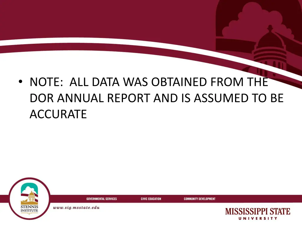 note all data was obtained from the dor annual