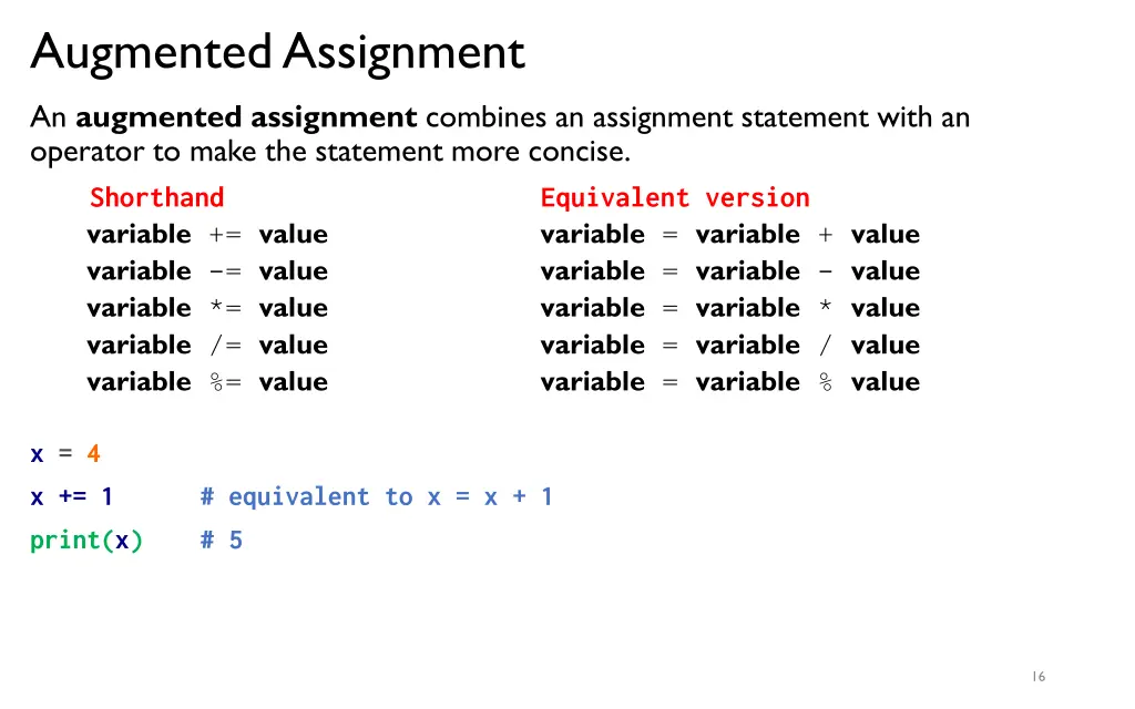augmented assignment