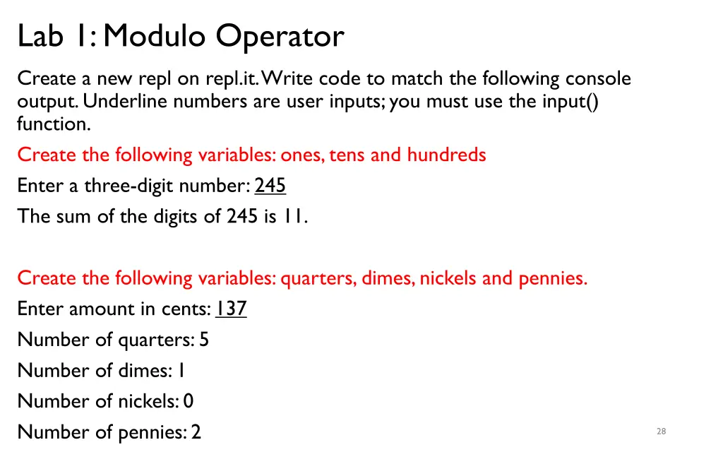 lab 1 modulo operator