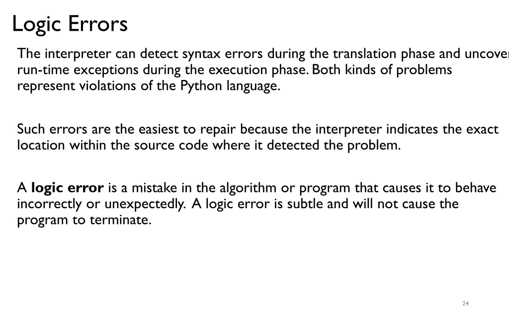 logic errors