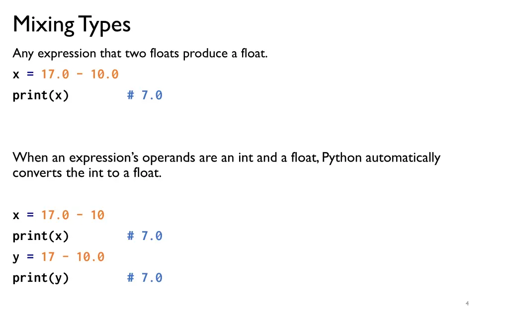 mixing types