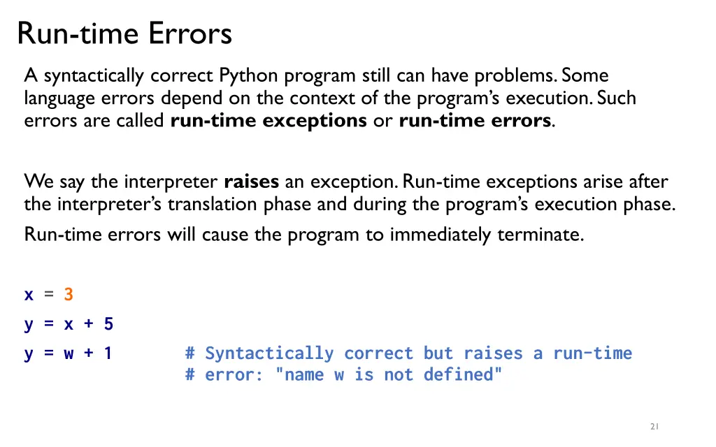 run time errors