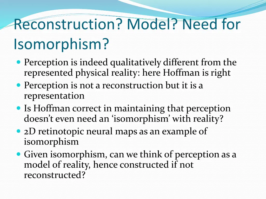 reconstruction model need for isomorphism